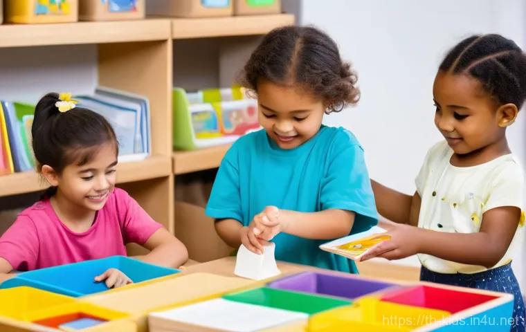유아교육지도사로서 필요한 교육 자료 정리법 - **Prompt 1: Collaborative Classroom Cleanup**
"A bright, spacious preschool classroom filled wit...
