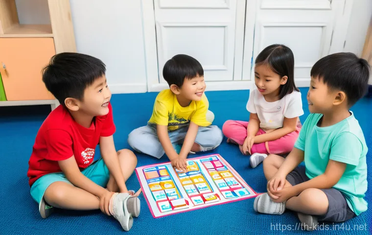 유아교육지도사 실무에서 필요한 도구 - **Prompt:** A group of diverse Thai preschool children, approximately 4-6 years old, joyfully engage...