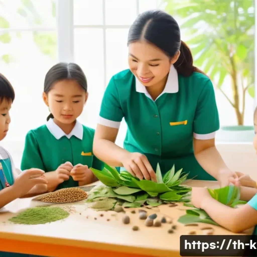 유아교육지도사 강의 중 활용할 수 있는 다양한 교육 자료 - A vibrant early childhood classroom scene in Thailand, featuring young children wearing colorful sch...