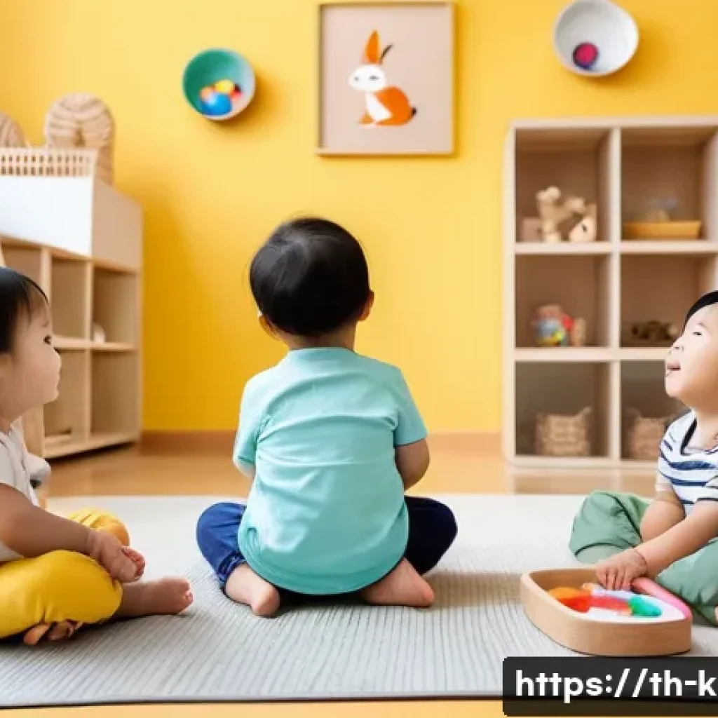 유아교육지도사 자격증 시험에 자주 나오는 키워드 - A bright and colorful early childhood classroom scene in Thailand, featuring toddlers aged 1-3 years...