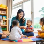 Home 22 유아교육지도사 자격증 취득 이후 진로 선택 - A warm and lively daycare center scene in Thailand, featuring a professional female early childhood ...